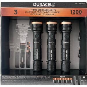 Duracell Durabeam ULTRA HYBRID LED Flashlights Rechargeable & AAA Batteries 3 Pk